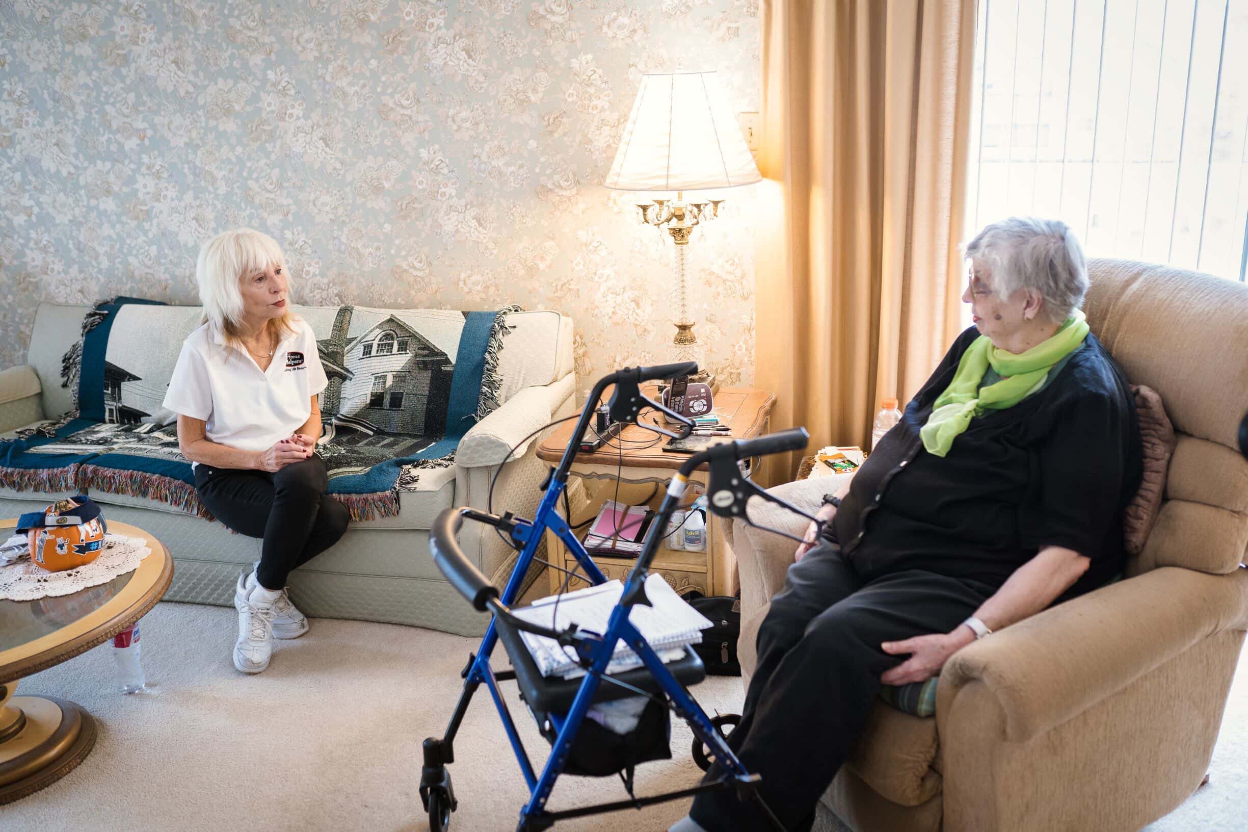 Caregiver talking to elderly client in Cleveland, TN